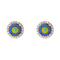 Mini orecchini cabochon e zirconi Partenope - Blu