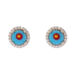Mini orecchini cabochon e zirconi Partenope - Turchese