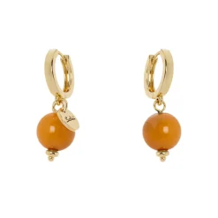 Orecchini a cerchietto e boule pendente Chantal - Rosso