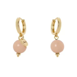 Orecchini a cerchietto e boule pendente Chantal - Rosa