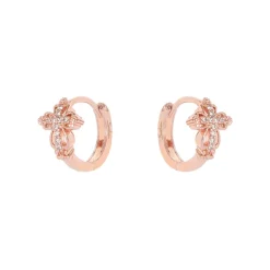 Orecchini a cerchio e croce Malibù - Oro rosa