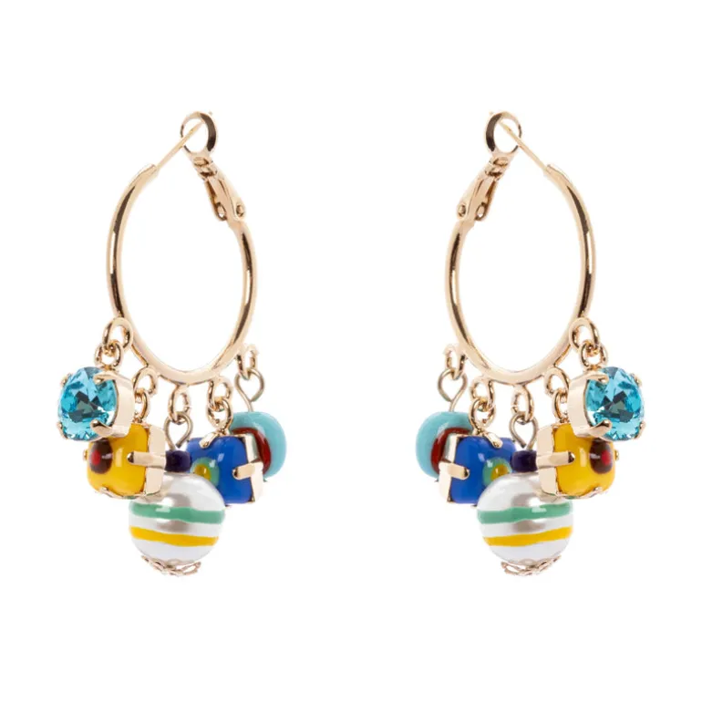 Orecchini a cerchio e mini-pendenti Partenope - Multicolor