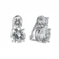 Orecchini a clip con due zirconi Pearl - Bianco