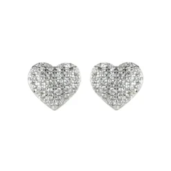 Orecchini a cuore con zirconi Pearl - Bianco