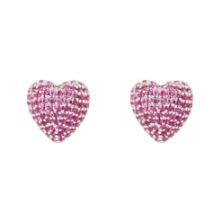 Orecchini a cuore Petit Pavè - Fucsia
