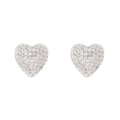 Orecchini a cuore Petit Pavè - Bianco