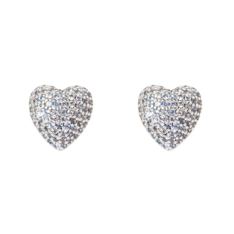 Orecchini a cuore Petit Pavè - Blu