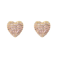 Orecchini a cuore Petit Pavè - Pesca