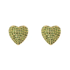Orecchini a cuore Petit Pavè - Verde