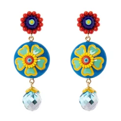 Orecchini a due fiori Partenope - Multicolor