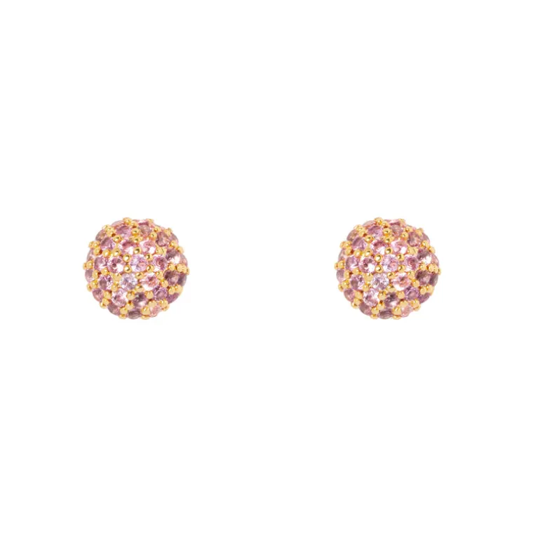 Orecchini a semi-sfera Petit Pavè - Rosa