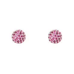 Orecchini a semi-sfera Petit Pavè - Fucsia