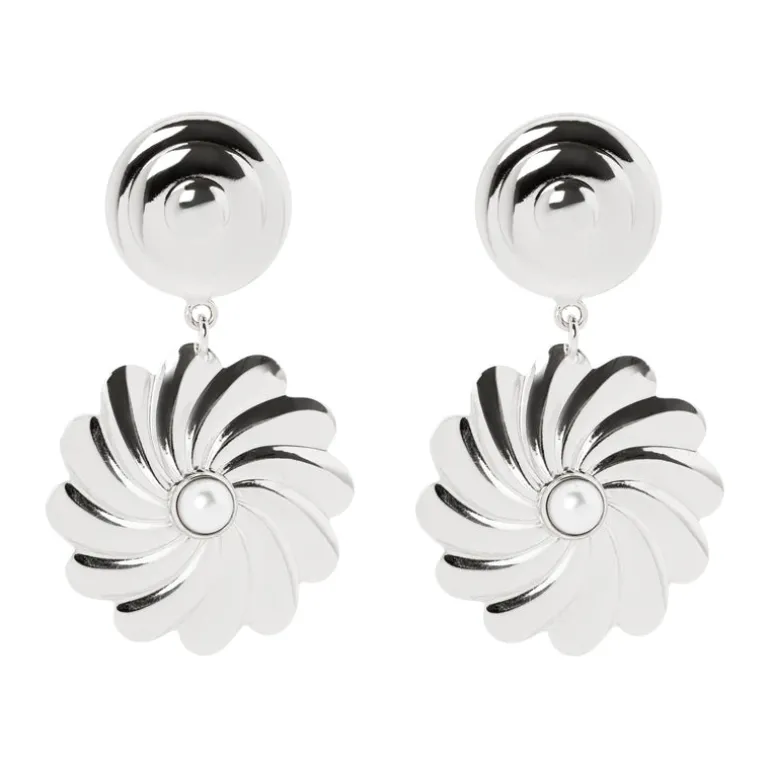 Orecchini bottoncino e fiore spiralato Amaranta - Argento