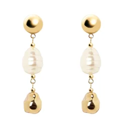 Orecchini calottina e perle Leila - Oro