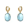 Orecchini cerchietto e cabochon pendente Blossom - Blu