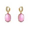Orecchini cerchietto e cabochon pendente Blossom - Fucsia
