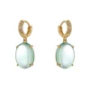 Orecchini cerchietto e cabochon pendente Blossom - Verde