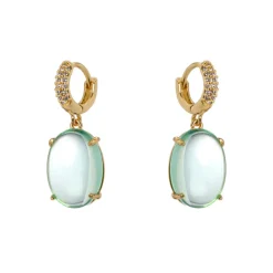Orecchini cerchietto e cabochon pendente Blossom - Verde