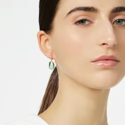 Orecchini cerchietto e cabochon pendente Blossom - Verde