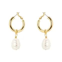 Orecchini cerchietto e perla barocca Leila - Oro
