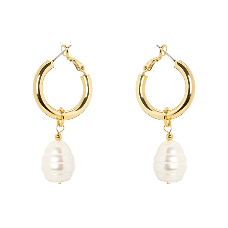 Orecchini cerchietto e perla barocca Leila - Oro