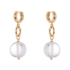 Orecchini cerchietto e sfera pendente Clorofilla - Bianco