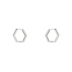 Orecchini cerchio a sezione geometrica Domus - Argento