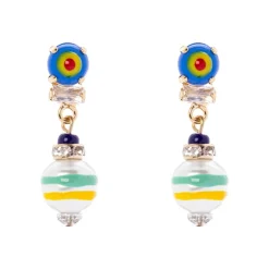 Orecchini con boule a fasce Partenope - Multicolor