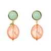 Orecchini con cabochon e pendente ovale Chantal - Multicolor