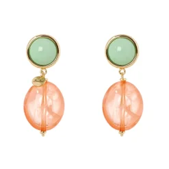 Orecchini con cabochon e pendente ovale Chantal - Multicolor