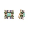 Orecchini con charm quadrato Sirens - Turchese