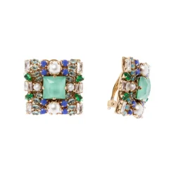 Orecchini con charm quadrato Sirens - Turchese