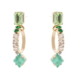 Orecchini con cristalli e cerchio pendente Sirens - Turchese