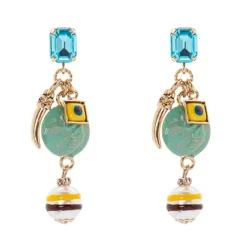 Orecchini con cristallo e pendenti Partenope - Multicolor