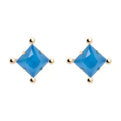 Orecchini con cristallo quadrato e sferette Sirens - Blu