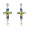 Orecchini con croce pendente Partenope - Multicolor