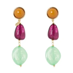 Orecchini con due elementi incatenati Chantal - Multicolor