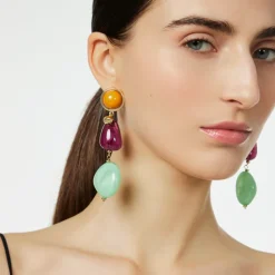 Orecchini con due elementi incatenati Chantal - Multicolor
