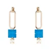 Orecchini con lungo anello, cristallo e perla Sirens - Blu
