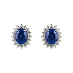 Orecchini con ovale di zirconi Pearl - Blu