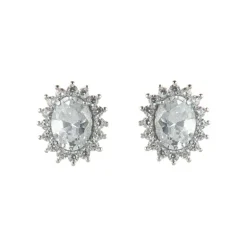 Orecchini con ovale di zirconi Pearl - Bianco