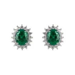 Orecchini con ovale di zirconi Pearl - Verde