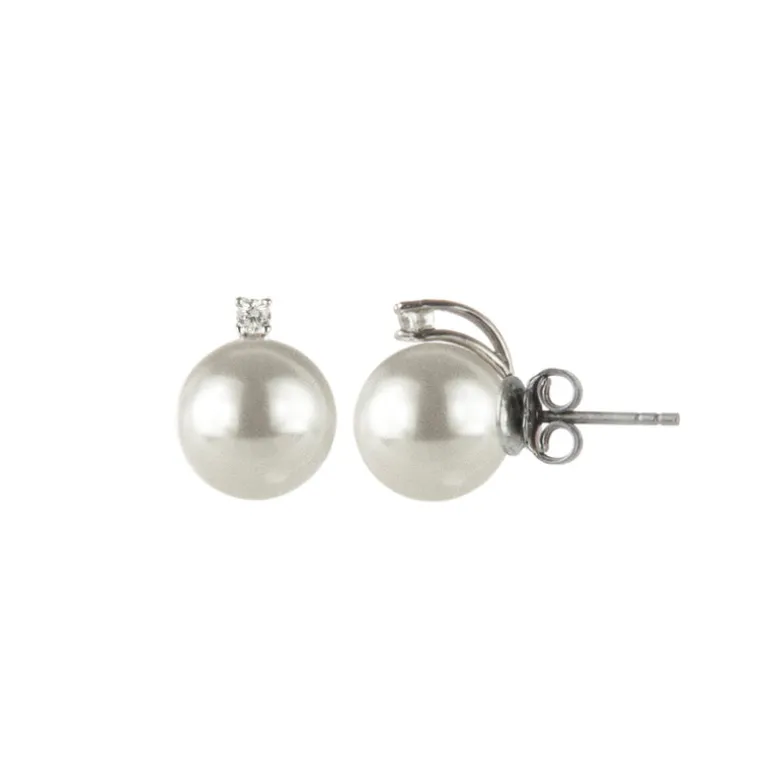 Orecchini con perla bianca e zircone Pearl - Bianco