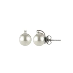 Orecchini con perla e piccolo zircone Pearl - Bianco
