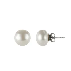 Orecchini con perla oblata Pearl - Bianco
