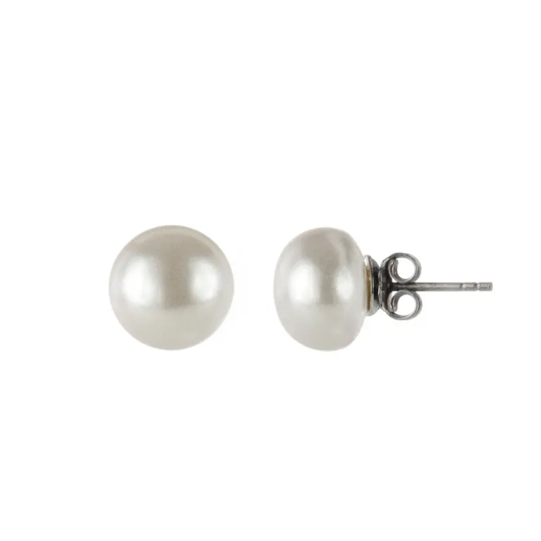 Orecchini con perla oblata Pearl - Bianco