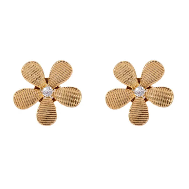 Orecchini con petali a strisce Flora - Multicolor
