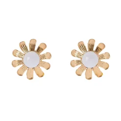 Orecchini con petali aurei e bianco Flora - Multicolor