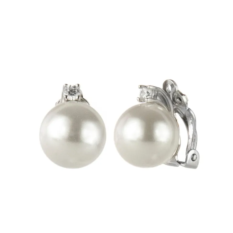 Orecchini con piccolo zircone e perla Pearl - Bianco