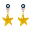 Orecchini con stella di mare pendente Partenope - Giallo